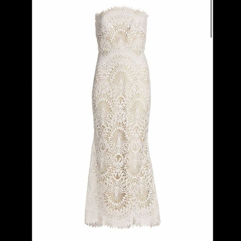 Badgley Mischka Lace Strapless Mermaid Dress - Picture 1 of 12